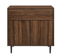 Modern Metal Door Accent Cabinet - Dark Walnut Two Storage Shelves, this Accent Cabinet Adds A Touch of Elegance to your Home