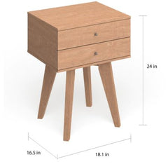 Birch 2-drawer Nightstand Perfect Addition to your Bedroom Decor Tapered Legs