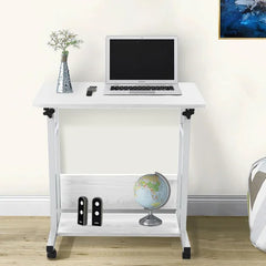 White Adjustable Laptop Cart Sturdy Frame Extra Stability for Our Computer Desk