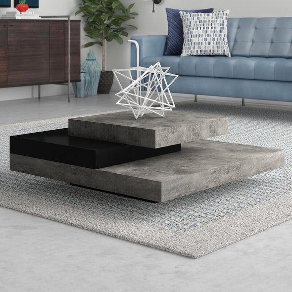 Concrete/Pure Black Akrati Coffee Table Supports up to 33 lbs. Fusing Function and Sculptural Style