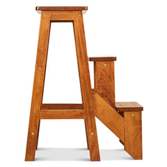 Solid Wood Natural Aleigha Step Stool Three Tier