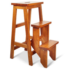 Solid Wood Natural Aleigha Step Stool Three Tier