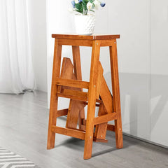 Solid Wood Natural Aleigha Step Stool Three Tier