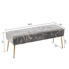 Alfred Upholstered Bench Gleaming Metallic Finish Velvet Touches Soft