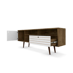 Allegra TV Stand Rustic Brown White Solid and Engineered Wood