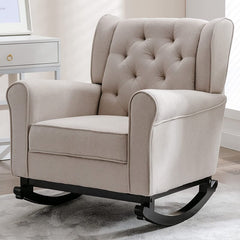 Rocking Chair Strong Enough to Support 350 Pounds Soft Fabrics and Filled with High-Density Sponges