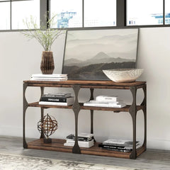 50'' Console Table Restoration Style Rust Metal Accents with Reclaimed Wood Perfect for Living Room