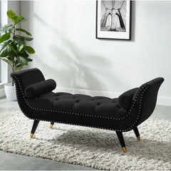 Black Arapahoe Upholstered Bench Elegant And Stylish Arm Bench With Upholstered Velvet And Nailhead Trim