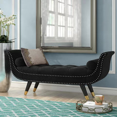 Black Arapahoe Upholstered Bench Elegant And Stylish Arm Bench With Upholstered Velvet And Nailhead Trim