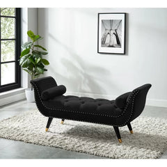 Black Arapahoe Upholstered Bench Elegant And Stylish Arm Bench With Upholstered Velvet And Nailhead Trim