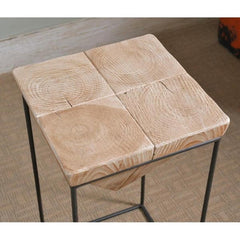 Modern Accent Table - Rustic/Farmhouse - Distressed Finish/Reclaimed Look - Black/Natural - Matte/Natural Finish - Wood - 22" x 12.25"