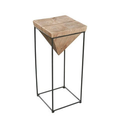 Modern Accent Table - Rustic/Farmhouse - Distressed Finish/Reclaimed Look - Black/Natural - Matte/Natural Finish - Wood - 22" x 12.25"