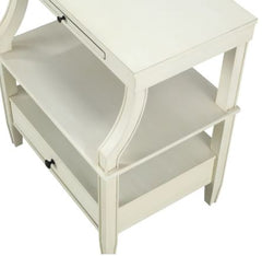 Antique White Storage Nightstand Farmhouse Coastal Style 2 Open Shelves for Ample Storage