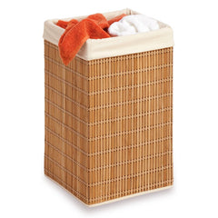 Bamboo Laundry Hamper Foldable Carry Handles Removable Liner Bag