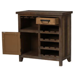 Bar Cabinet Farmhouse-Style Solid Manufactured Wood