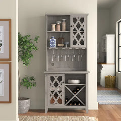 Gray Bar Cabinet Each Shelf Can Support Up To 20 Pounds Solid Wood