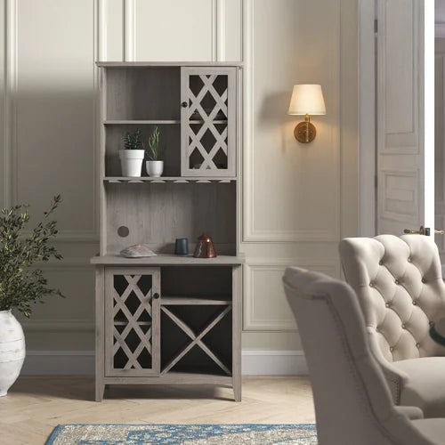 Gray Bar Cabinet Each Shelf Can Support Up To 20 Pounds Solid Wood