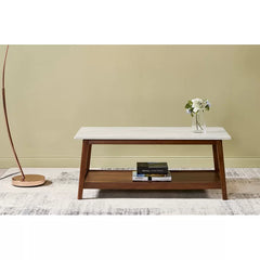 Bayamo Coffee Table Wooden Coffee Table with Storage and Faux Marble-Look