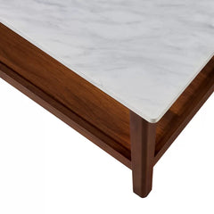 Bayamo Coffee Table Wooden Coffee Table with Storage and Faux Marble-Look