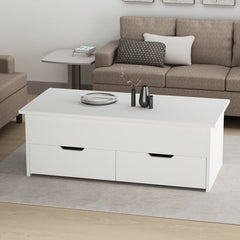 White Beier Solid Coffee Table Smart Storage and a Modern Silhouette