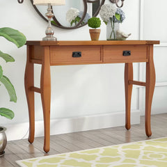 Bernnadette 44.02'' Console Table Solid Pine Natural Finish Modern Farmhouse Style