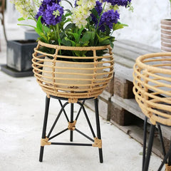 Bittinger Round Plant Stand Great For Indoor Outdoor PE Rattan, Steel Frame