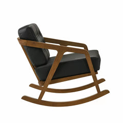 Boling Rocking Chair Faux Leather Fabric with Wooden Frame