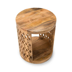 Mango Wood Round End Table Adds Unique Style and Convenient Surface Area To Any Space Natural Beauty of Solid Mango Wood