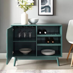 Dark Teal Brumley Bar Cabinet Modern Style Provide Storage Space