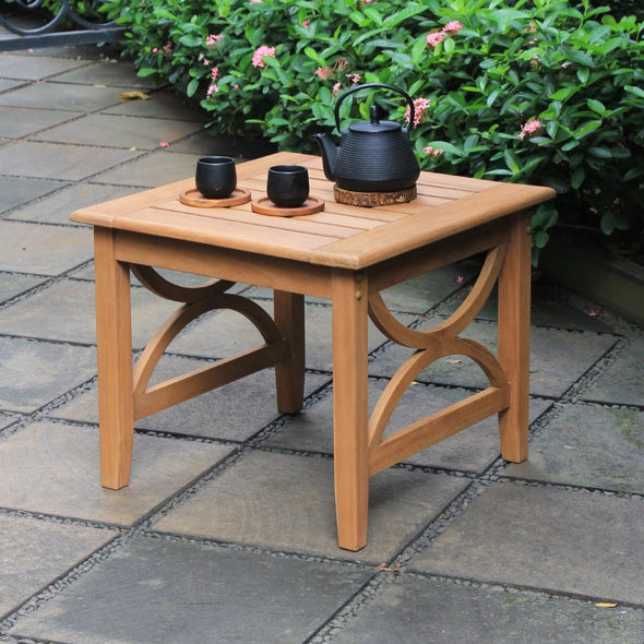 Patio Side Table Natural Perfect Teak Table for Outdoor and Indoor Use