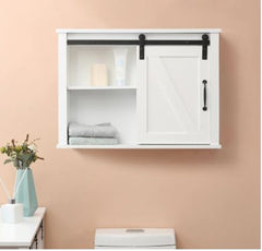 Farmhouse White MDF Bathroom Wall Cabinet Perfect Solution for Smaller Bathrooms