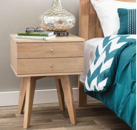 Birch 2-drawer Nightstand Perfect Addition to your Bedroom Decor Tapered Legs