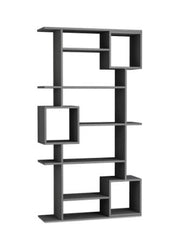 10-shelf Modern Bookcase - Charcoal Grey Open Shelves, Square Space, and Extra Space