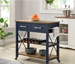 Wood Farmhouse Kitchen Cart Perfect For Space Saving Solid Wood