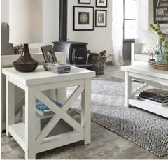 Off-White End Table Perfect for Master Bedroom or Making a Guest Room