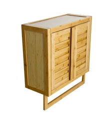 Solid Bamboo 2-door Wall Mount Spa Cabinet - Natural Water & Mildew Resistant