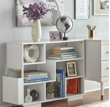 Mid Century Bookcase - Painted - White Keep Reading Materials Organized with this Mid-Century-Style Bookcase