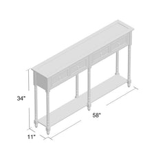 Distressed White Console Table 2 Large Pull-Out Drawers and A Bottom Shelf.