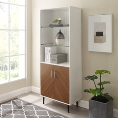 Modern Storage Cabinet - White / Acorn Bookmatch Lend A Little Show Stopping Element to your Home Organization