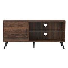 52-inch Mid-Century TV Console - Dark Walnut Adjustable Shelving Provides Customized Storage for Media Consoles Perfect for Organize