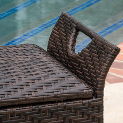 Wing Outdoor Wicker Storage Bench Use this Multi-Functional Piece for Extra Seating During Backyard Barbecues and Pool Parties