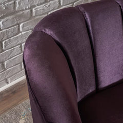 Velvet Blackberry Chunaram Barrel Chair Solid and Manufactured Wood Frame