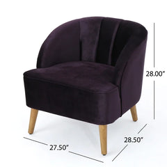 Velvet Blackberry Chunaram Barrel Chair Solid and Manufactured Wood Frame