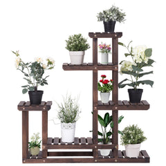 Plant Flower Display Stand 6 Wood Shelf Storage - 40'' x 10'' x 38'' Functional and Suitable for Plant Stand