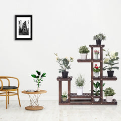 Plant Flower Display Stand 6 Wood Shelf Storage - 40'' x 10'' x 38'' Functional and Suitable for Plant Stand