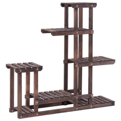 Plant Flower Display Stand 6 Wood Shelf Storage - 40'' x 10'' x 38'' Functional and Suitable for Plant Stand