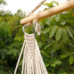 Beige Cotton Rope Hanging Air/ Sky Chair Swing Idea for Backyard, Camping, Hunting, Hiking, Traveling