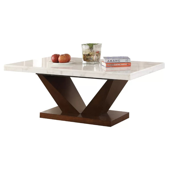 Culler Solid Coffee Table Real Mable Top Aesthetic Indoor Design