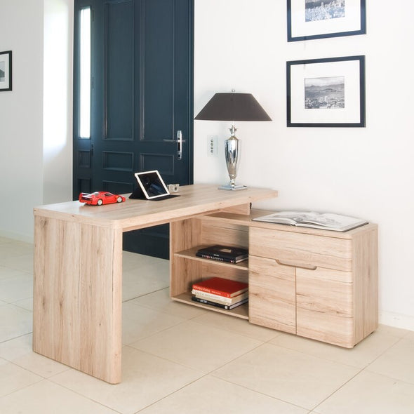 Oak Cuuba Libre L-Shape Desk Corner Desk with Many Advantages. Storage Space