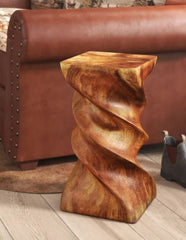 Inca Solid Wood Abstract End Table  Eye Catching Style with a Rustic Fnish